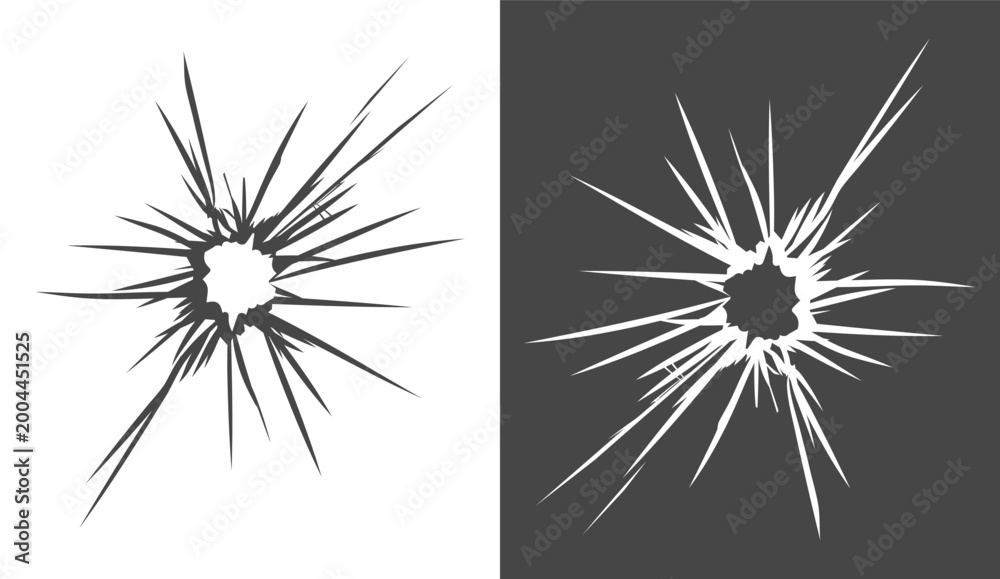Obraz premium Glass crack damage broken window icon on transparent background