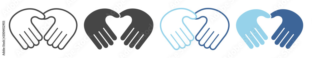 Obraz premium Hands forming heart symbol of love and care icon on transparent background