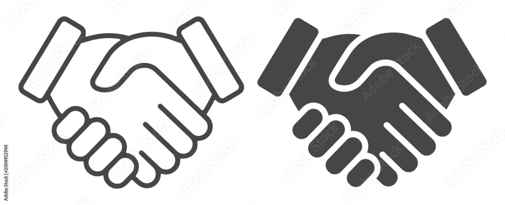Fototapeta premium Handshake agreement business deal partnership icon on transparent background