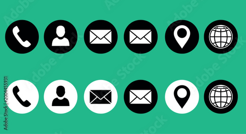 Contact Icons Set Black and White Communication Symbols