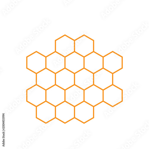 Honeycomb Pattern Vector Orange Hexagon Honey Cell Grid Design Bundle