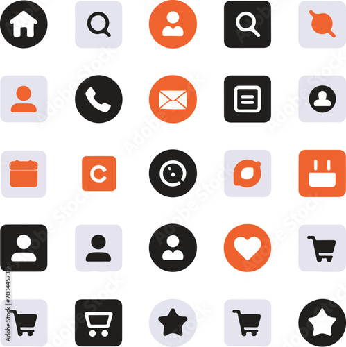Clean black and white icon set featuring minimal line style symbols, perfect for modern UI design, apps, websites and branding, fully editable scalable vector collection with simple elegant look