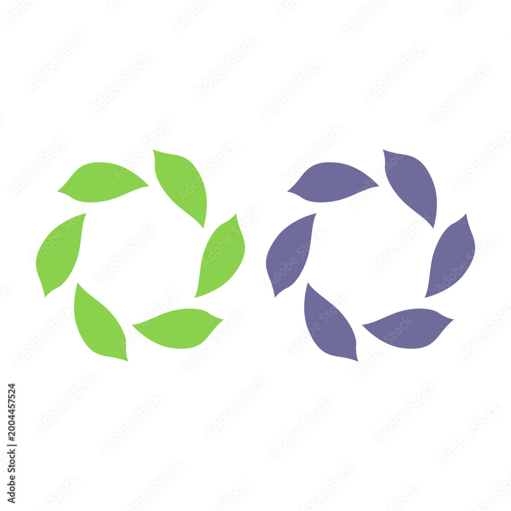 Fototapeta premium ORGANIC GREEN LEAVES SIGN SYMBOL LOGO VECTOR ISOLATED ON WHITE