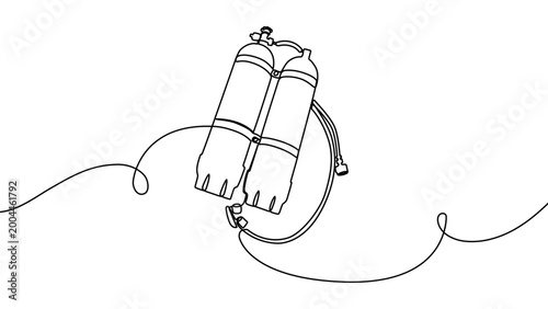 Foto Continuous one line scuba sport water sea illustration vector hand
