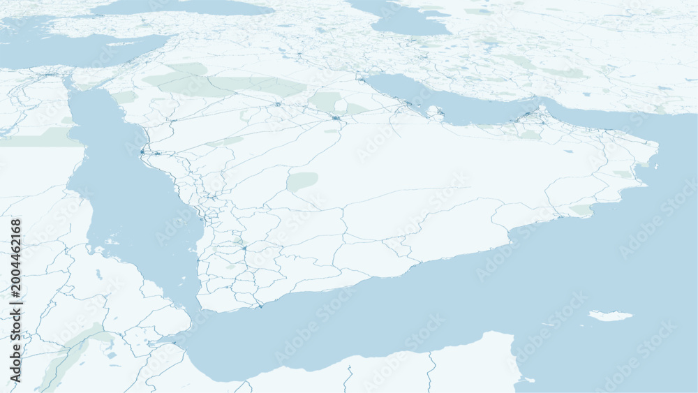 Obraz premium Modern minimalist vector map of the Arabian Peninsula. High-quality scalable illustration of Saudi Arabia, UAE, Oman, Yemen, and Qatar coastline for posters and design.