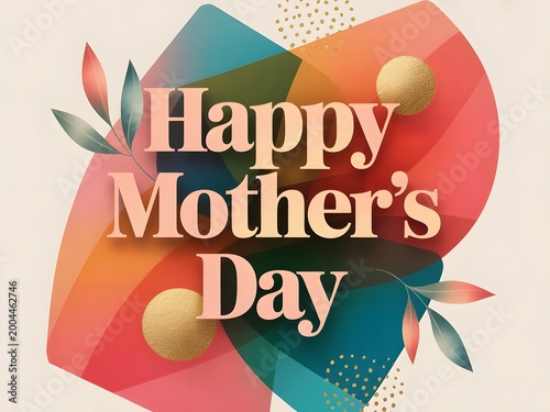 Happy Mother's Day Typography with Abstract Pattern Background