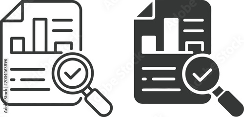 Slika na platnu Magnifying glass over document icon analytics data audit research vector illustr