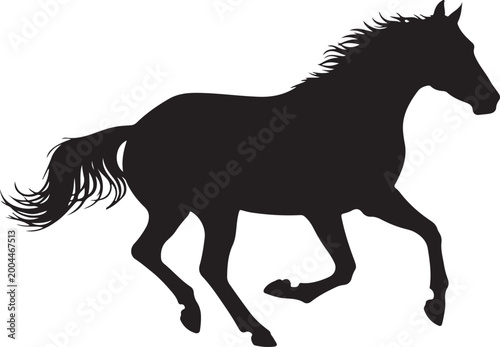 Schilderij op canvas Graceful silhouette of a galloping horse in motion against a plain background