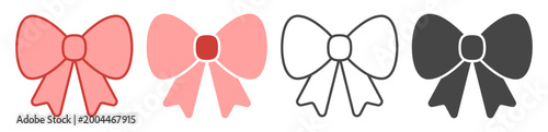 Fotografie Bow icon outline symbol flat ribbon ornament knot tie minimalist