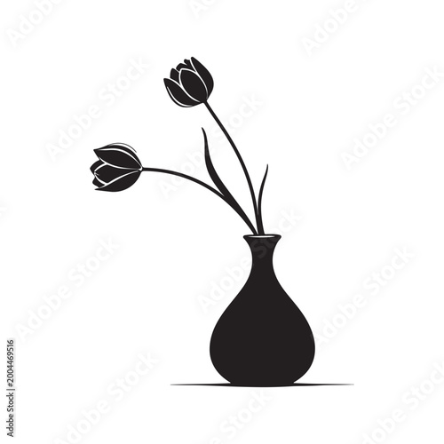 Flower vase silhouette vector. Silhouette vector illustration of a flower vase.