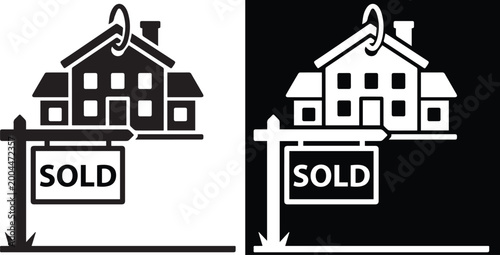 Fotografija House with sold sign real estate icon