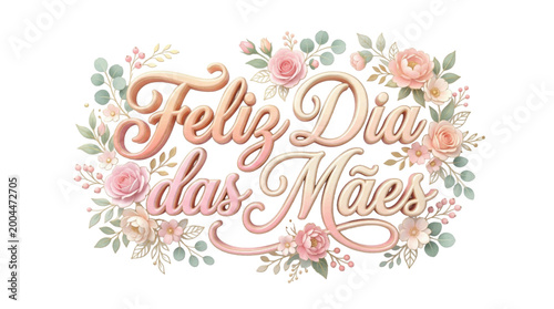 Feliz Dia das Maes Elegant Lettering Vector