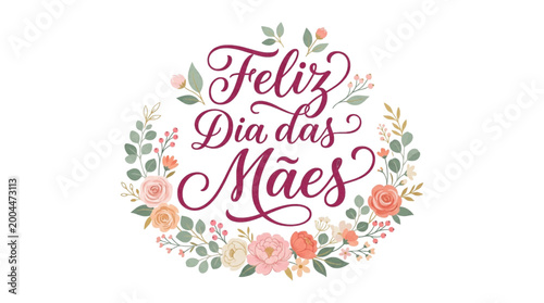 Happy Mother's Day Elegant Lettering Vector