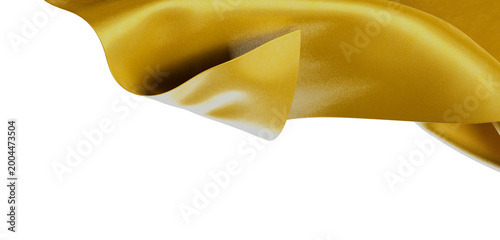 Billede på lærred Luxurious gold satin textile with white backing and soft folds, creating a beautiful and elegant abstract design