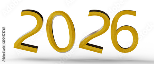 Tableau sur toile Gold 2026 year numbers isolated on white background