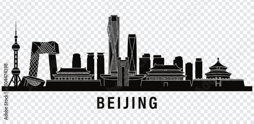 Beijing city skyline silhouette, china