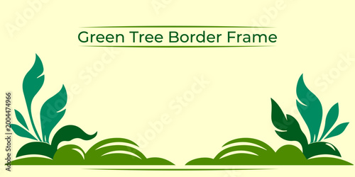 Green nature border frame with leaves eco botanical decorative template vector design