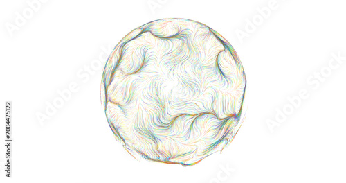 Foto Abstract artwork featuring a vibrant sphere created with colorful lines and patt