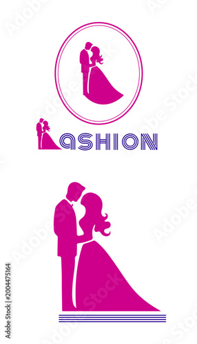 Fashion logo with woman silhouette modern boutique beauty brand identity design vector