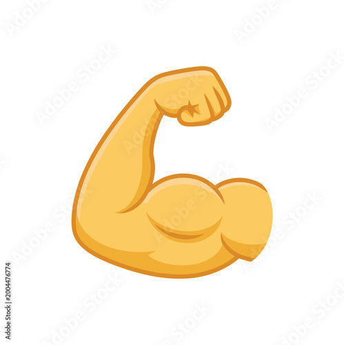 Canvastavla Biceps vector isolated emoji gesture representing strong arm muscle emoticon for workout, bodybuilding, and strength expression flat illustration