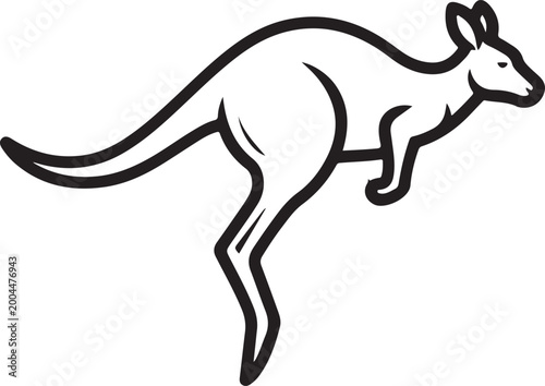 Fotografía Graceful kangaroo mid-jump in black and white illustration