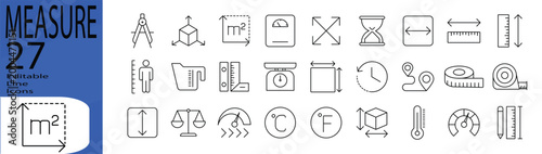 Photos Measure line editable icon set