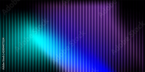 Abstract 3D vertical fluted texture with neon purple and blue glow. Modern futuristic dark background with glowing striped panels and vibrant mesh gradient.
