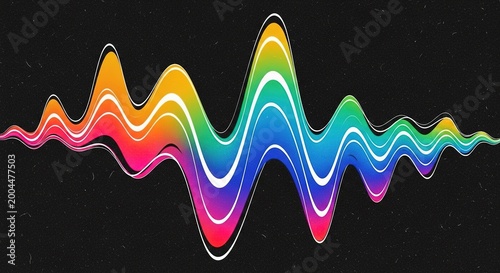 Abstract colorful waveform illustration on black background