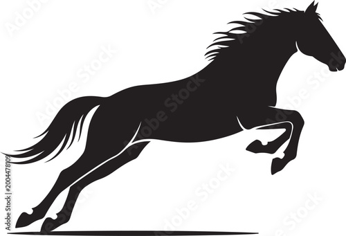 Schilderij op canvas Graceful silhouette of a galloping horse in motion against a plain background