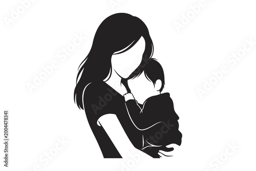 Foto Mother holding and breastfeeding a baby in a tender and loving moment with care