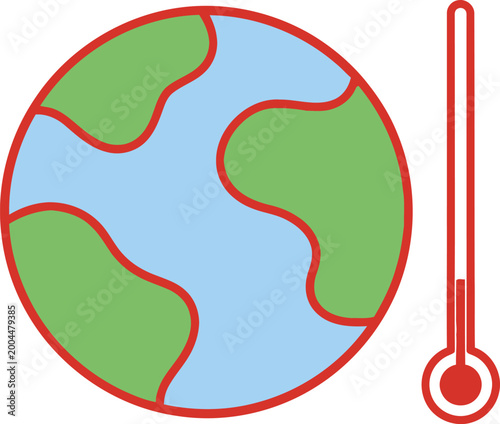 Global warming illustration earth with rising temperature thermometer