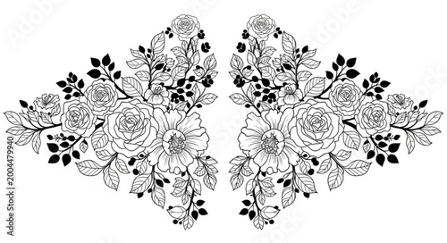black and white floral ornament