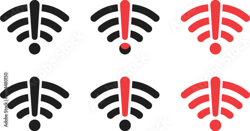 Tableau sur toile WiFi problem icon set no internet disconnect wireless signal vector illustration