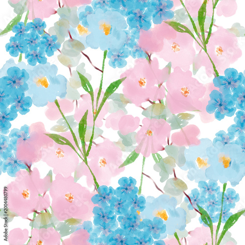 Fluid watercolor illustration cute  petal bud blossom blooming