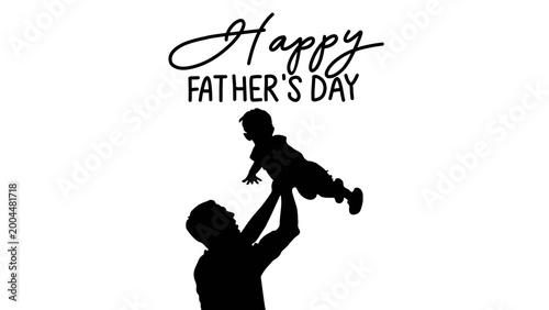Happy Father's Day silhouette of a father tossing his child in the air with joy and love
