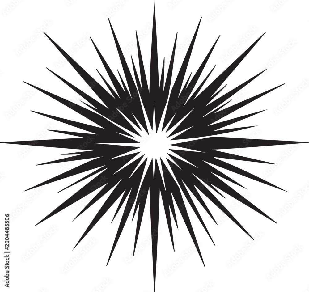 Obraz premium A striking burst of black lines radiating from a central point a dramatic clean silhouette vector