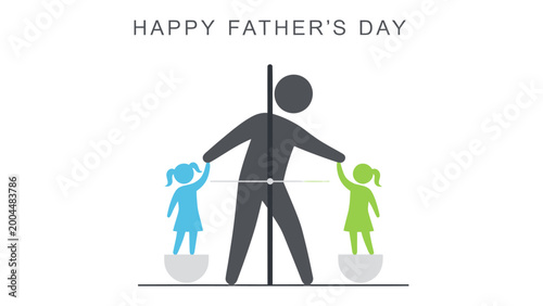 Foto Father's Day Dedication: A minimalist illustration paying homage to fathers, showcasing the balance of paternal love and guidance in a symbolic representation of family and support