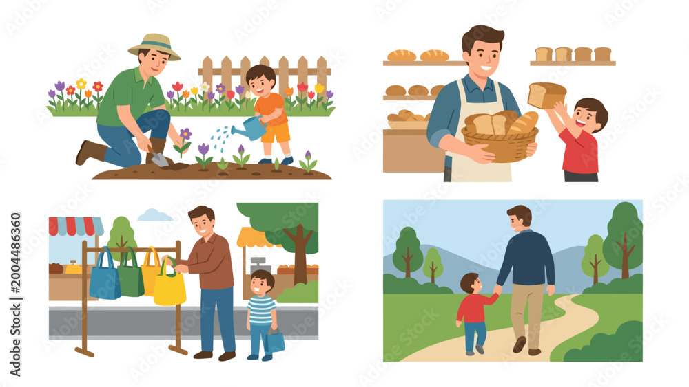 Fototapeta premium Father and Son Activities Collage