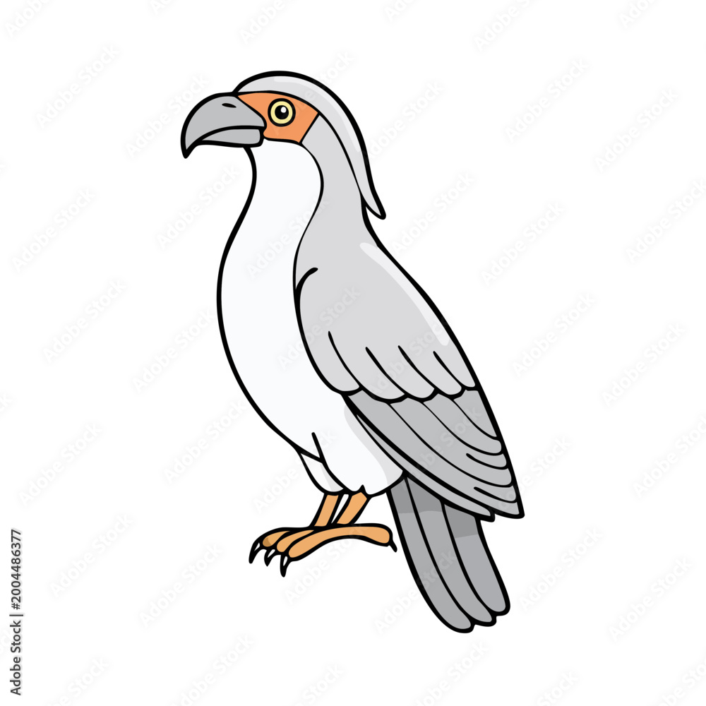 Fototapeta premium Stylized Illustration of a Gray Bird with Orange Accents