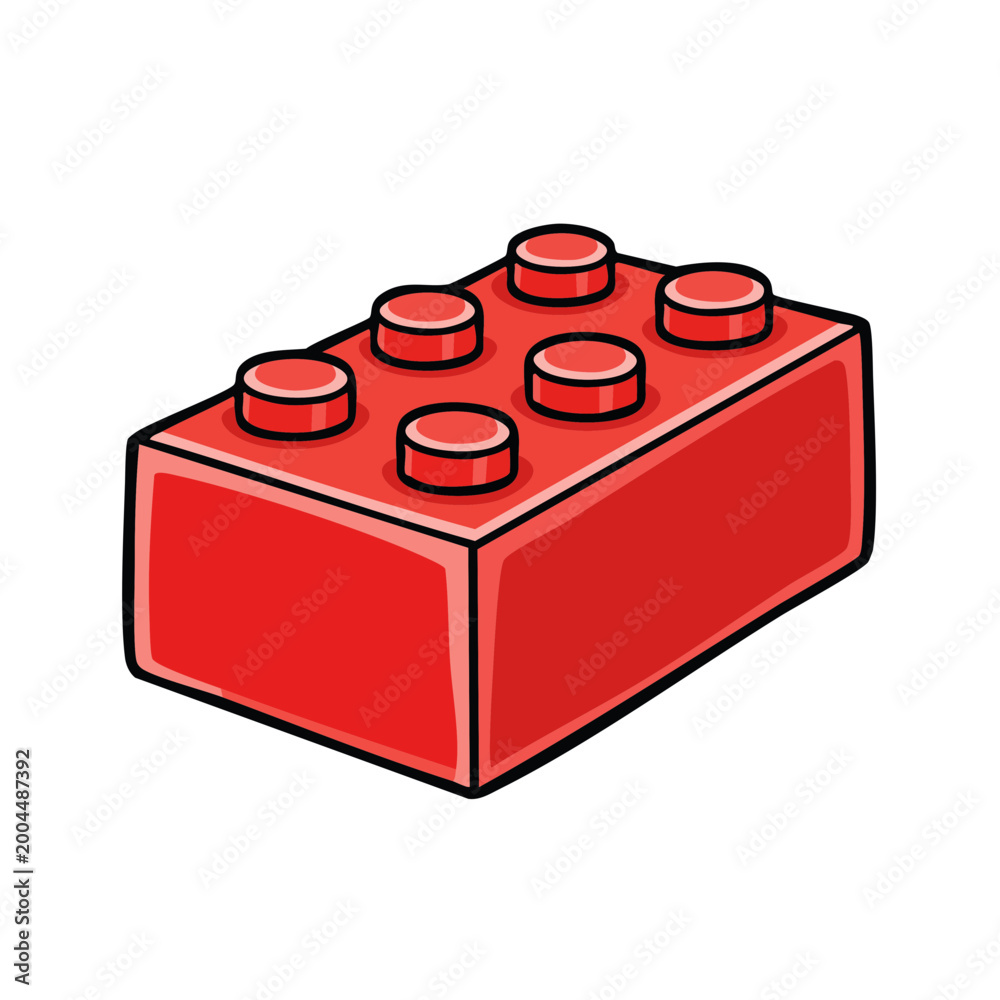 Fototapeta premium Red building block toy for children's construction and creative play