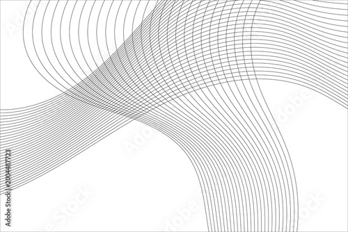 Abstract curved lines pattern black and white vector illustration