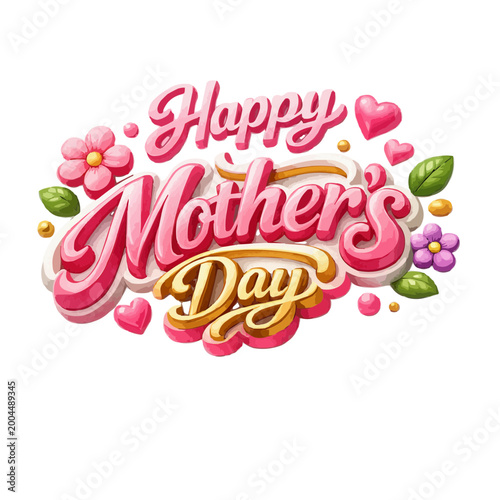 3D Happy Mother's Day Lettering Vector Isolated
