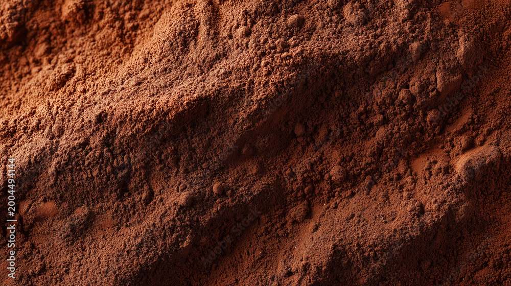 Fototapeta premium Macro of coffee powder texture, organic pattern, soft shadows, high resolution