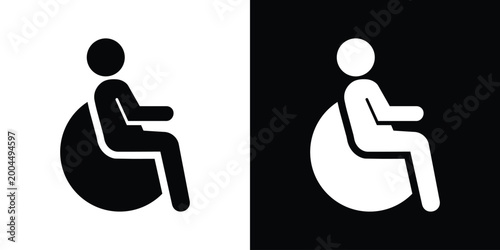 Photos Minimalist vector icon of a person sitting on a rounded waiting room chair