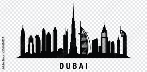 Dubai city skyline silhouette vector illustration