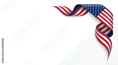 Wavy american flag ribbon border element