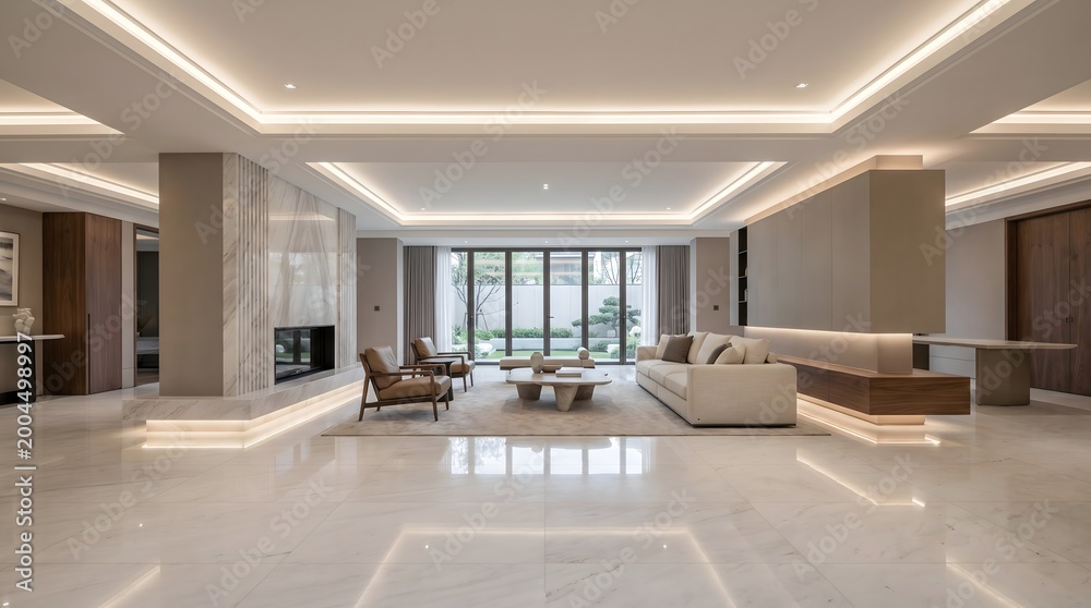Fototapeta premium Minimal Luxury Interior with Symmetry and Neutral Tones