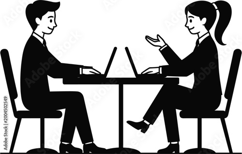 business talk in cafe on white background.
