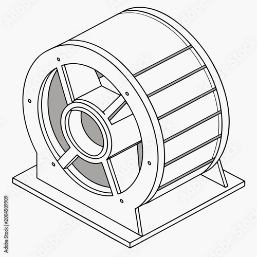 Foto Centrifugal fan impeller for industrial use with squirrel cage white background