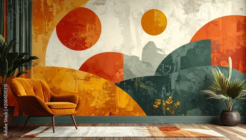 Modern abstract art mural